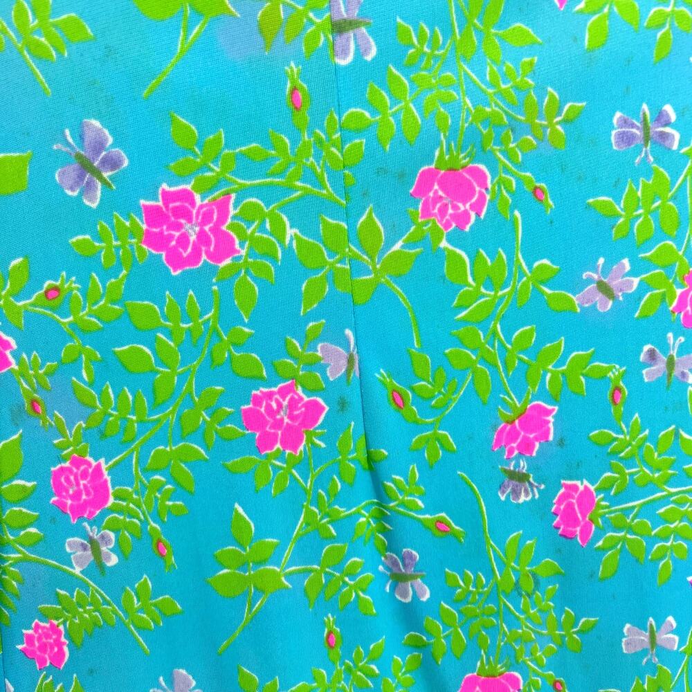 VTG Vanda Key West VIBRANT Blue Green Floral Pink One Shoulder Maxi Dress Size 6 - Picture 11 of 16